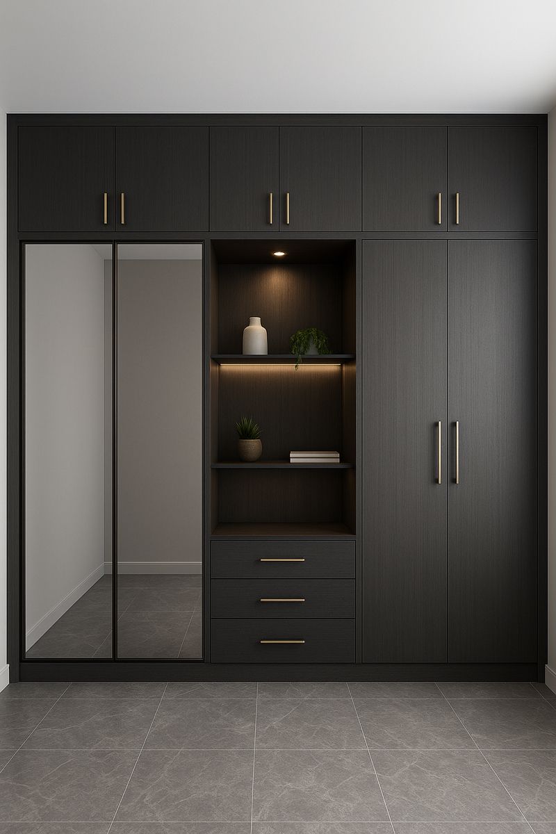 wooden sliding color polish wardrobe