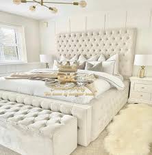 white king size tufted bed