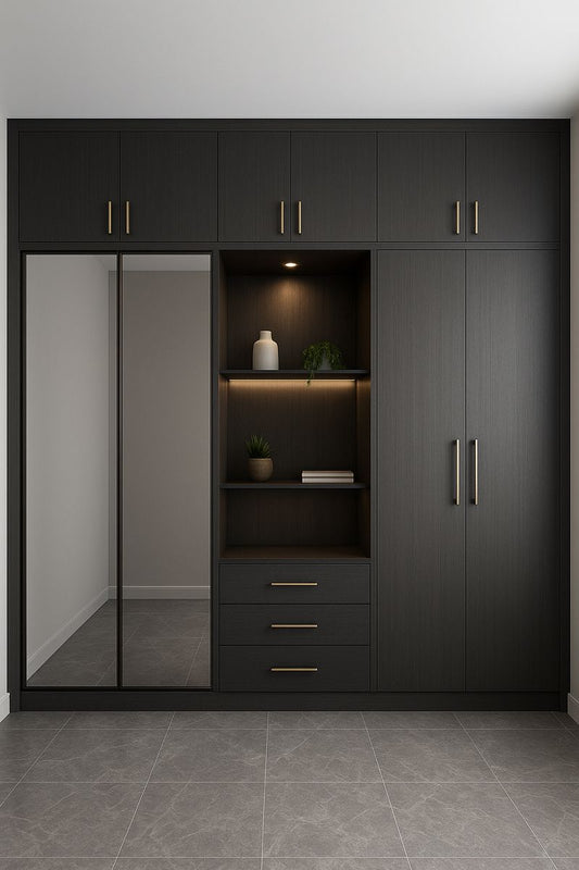 wooden sliding color polish wardrobe