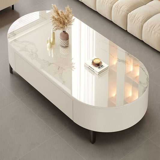 Capsule shape white marble type Centre table