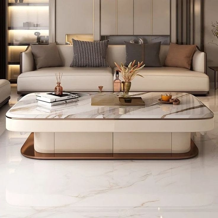 Square Centre table marble look