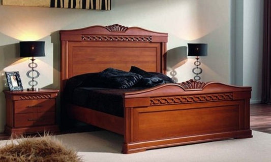 Double polished Teak wood King size bed